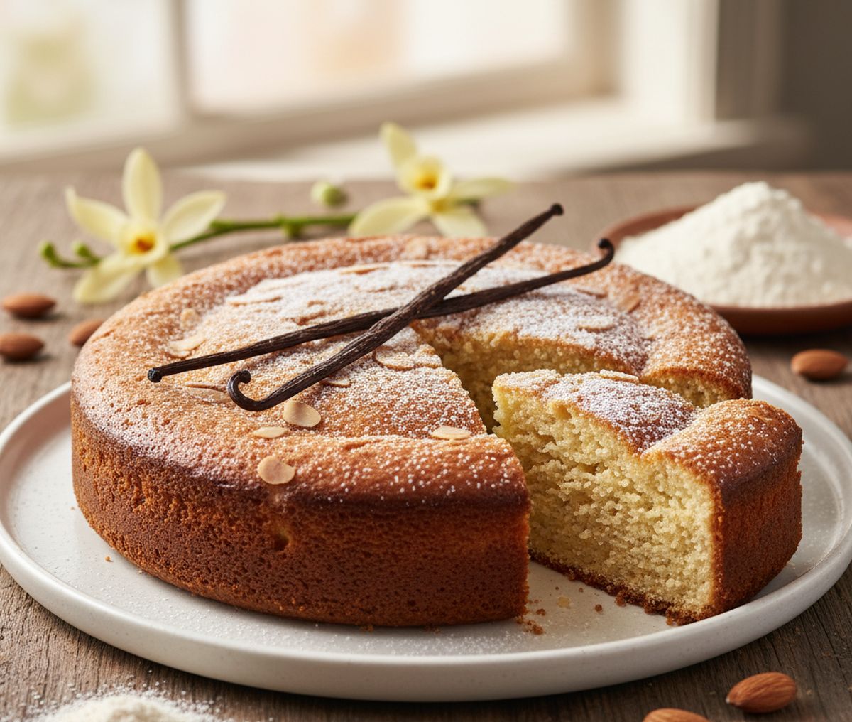 Moelleux à l'amande et à la vanille sans gluten