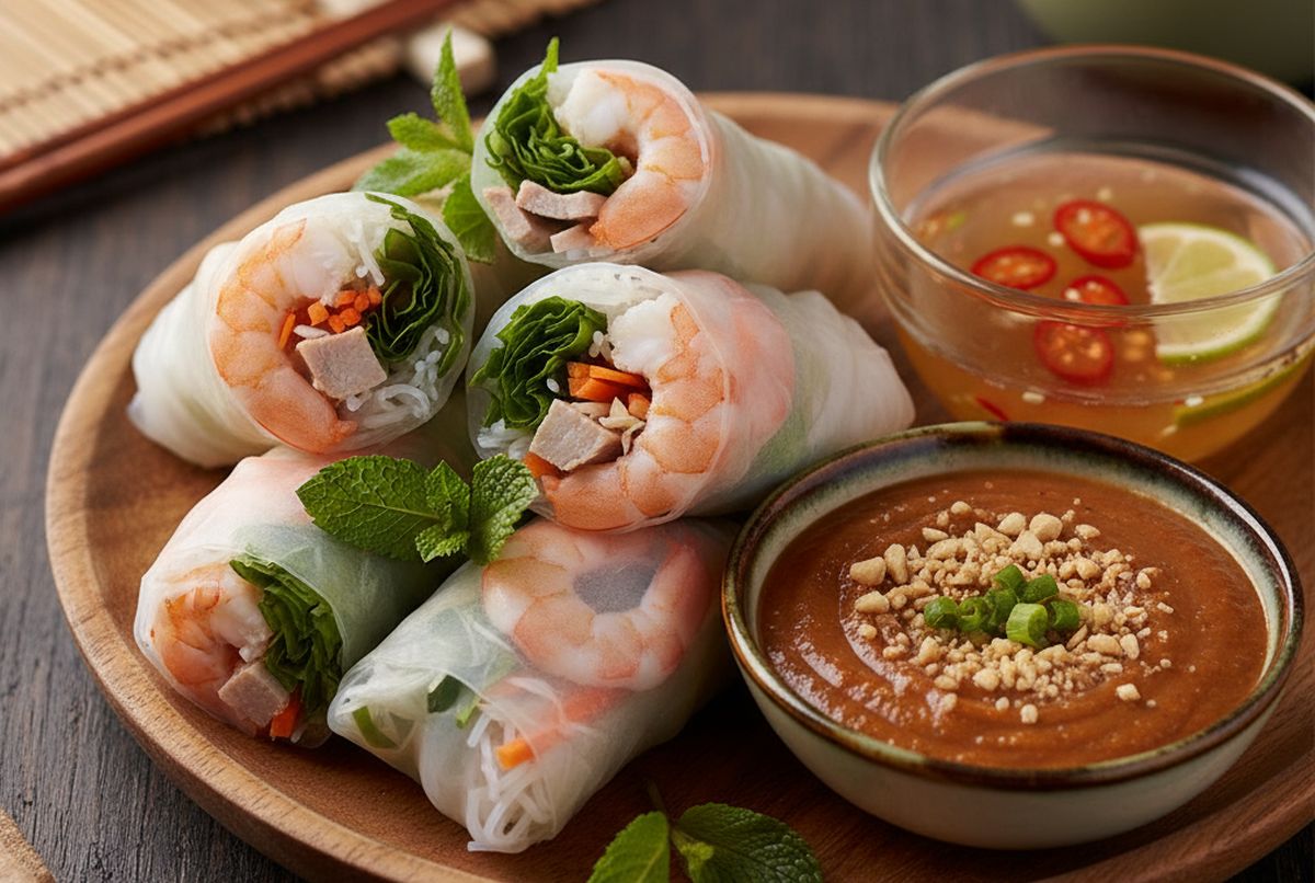 Rouleaux de printemps et sauce asiatique