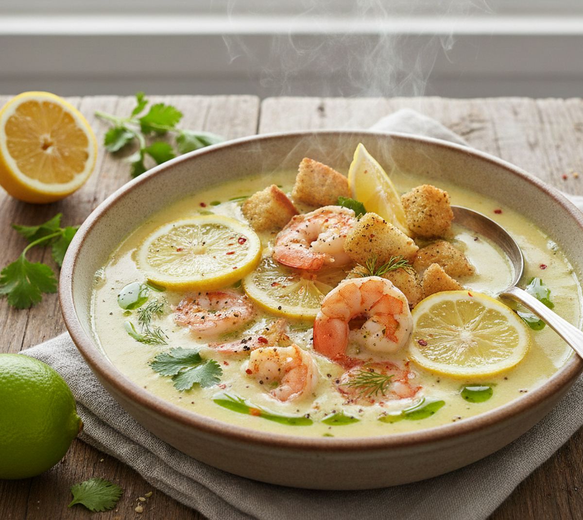 Soupe aux deux citrons et aux crevettes une recette simple et savoureuse