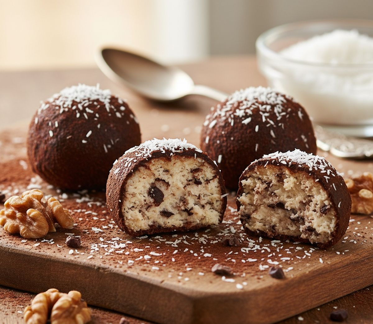 Truffes au cacao et noix de coco recette facile et gourmande