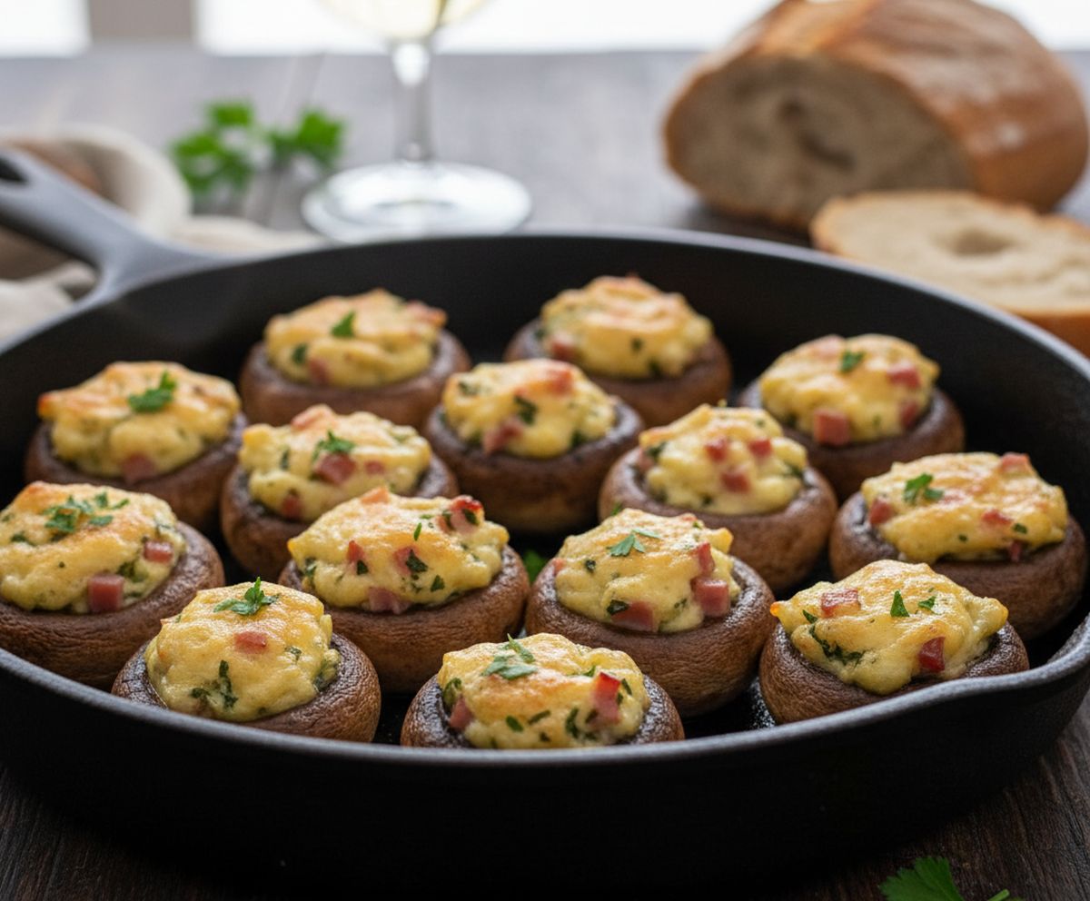 recette de champignon farci au boursin et jambon