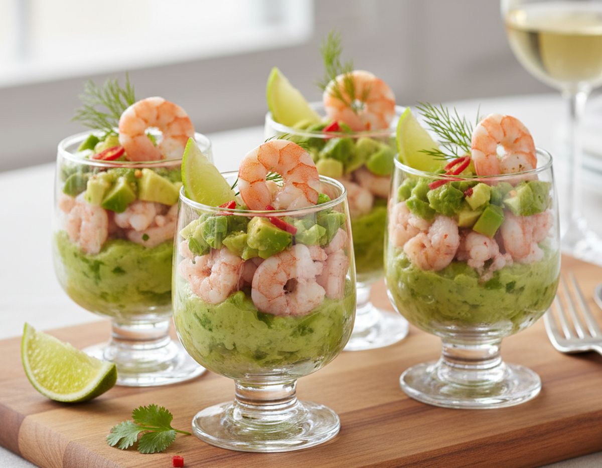 Verrine avocat crevette à faire la veille