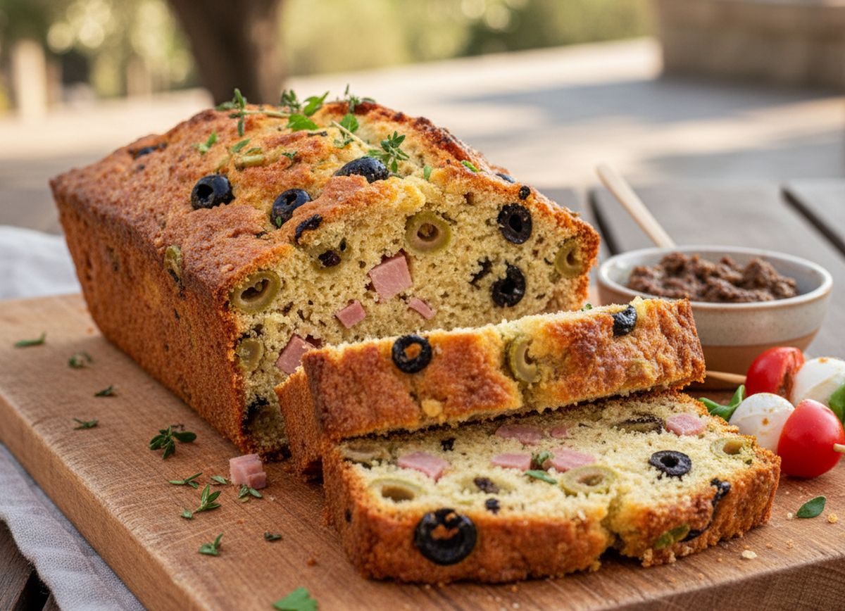 Recette cake aux olives jambon moelleux facile à réaliser chez soi style Cyril Lignac