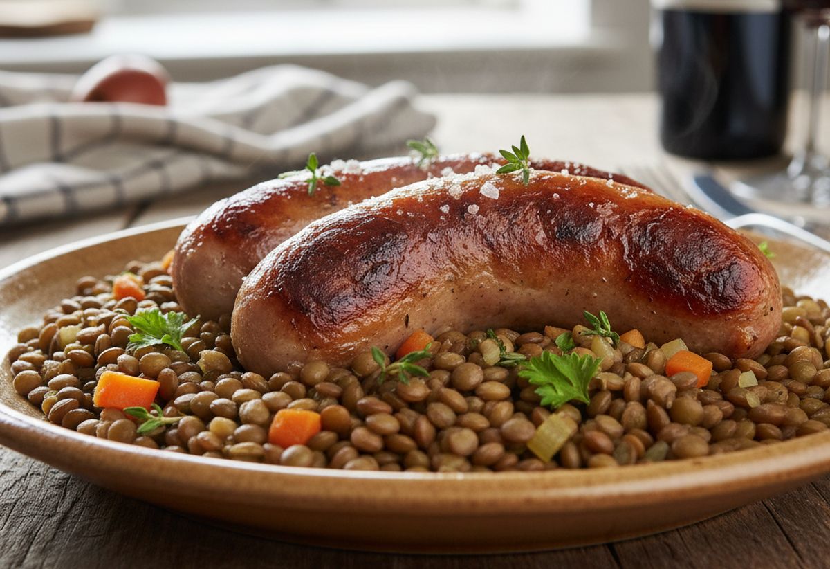 Recette saucisse lentilles version traditionnelle et gourmande
