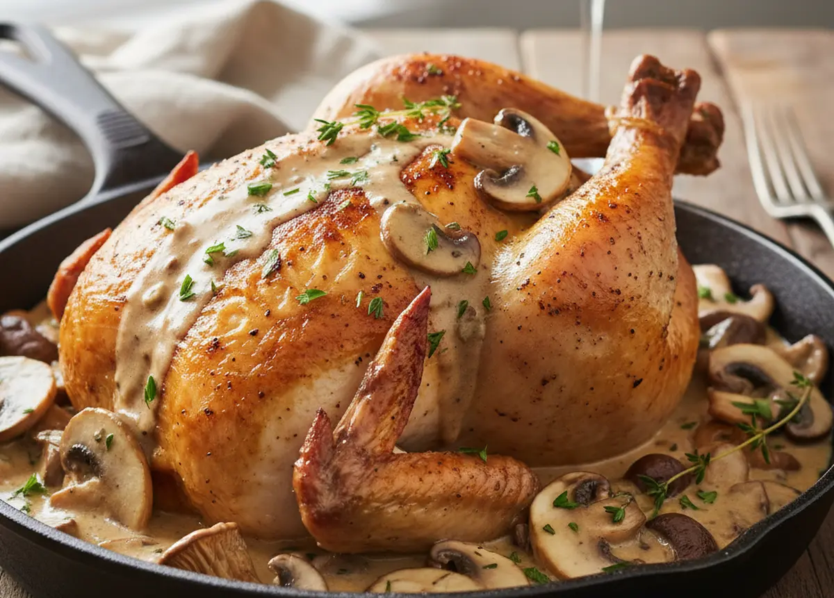 Poulet sauce aux champignons